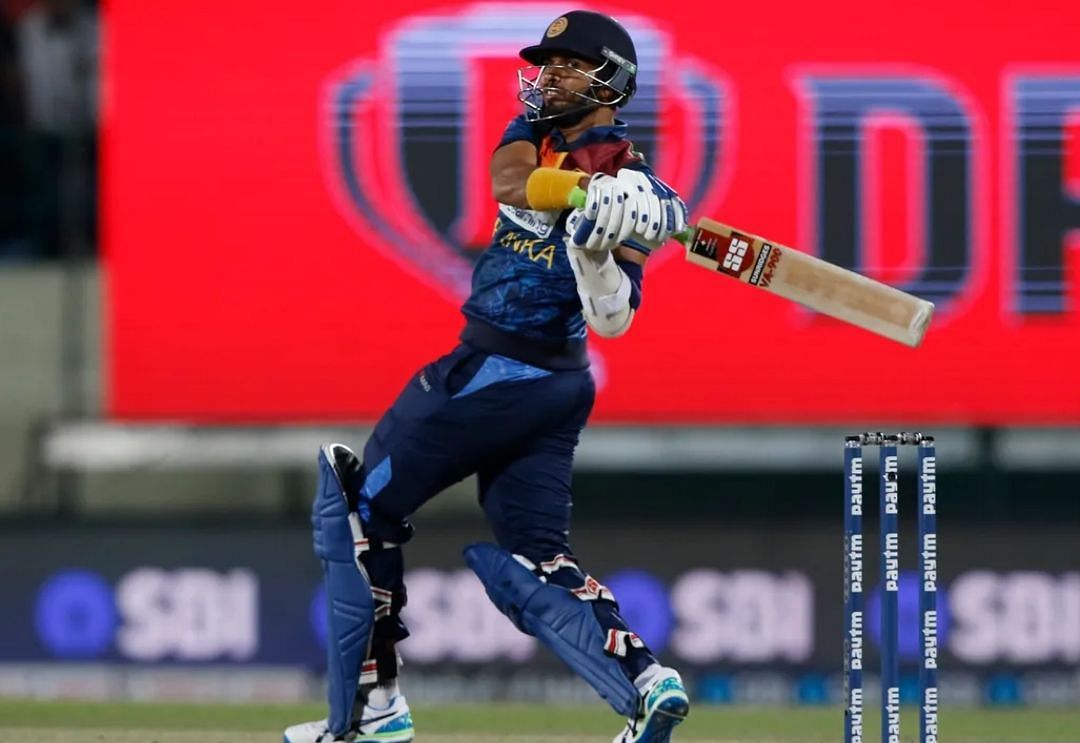 Pathum Nissanka while playing shot on the on-side during the 3rd India vs Sri Lanka T20I (Image:BCCI)